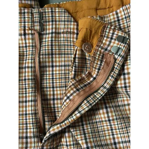 Free People Turning Point Barrel Leg Trousers Pants Neutral Combo Plaid Size 4 - Picture 5 of 14